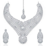 Sukkhi Fabulous Rhodium Plated AD Necklace Set for Women