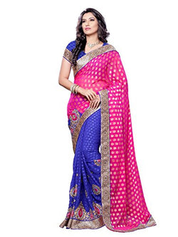 Four Seasons Crepe Georgette Zari Saree (FS6012_Pink)