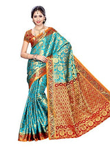 Mimosa Women Kanchipuram Art Silk Saree With Contrast Blouse (Multi-Coloured ,3167-139-SAFF-MRN)