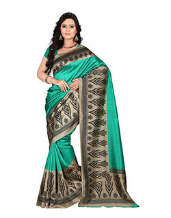 e-VASTRAM Womens Art Mysore Printed Silk(NS8B_Green)