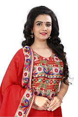 B Bella Creation Women's Georgette Saree (BHAGALPURI RED_Red_Freesize)