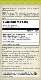 NatureWise Green Coffee Bean Extract with Antioxidants, All Natural Weight Loss Supplement, Helps Maintain Normal Blood Sugar Levels, Non-GMO, 800mg, 60 count