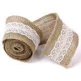 Roll of 2M Wedding Home Craft Burlap Ribbon White Lace Decorated 5cm