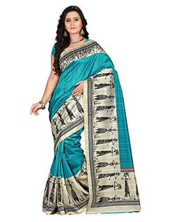 e-VASTRAM Womens Art Mysore Printed Silk(NS7D_Blue)