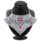 Sukkhi Attractive Rhodium Plated AD Necklace Set For Women