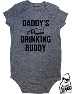 Daft Baby ~ Daddy's Drinking Buddy Funny Baby Onesie Baby Shower Gift Graphite Graphite (3-Months)