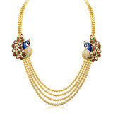 Sukkhi Gold Plated Multi Strand Necklace With Drop Earring For Women