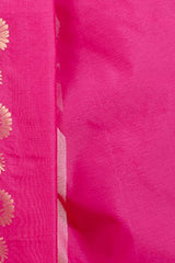 Chandrakala Women's Pink Banarasi Cotton Blend Saree
