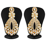 Sukkhi Gold Plated Australian Diamond Choker Necklace With Drop Earring &amp; Mangtika For Women