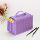 Imported 4 Layers Capacity Pencil Pen Case Travel Brush Makeup Storage Bag Purple