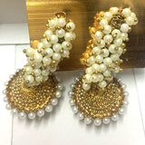 Dancing Girl White Metalantique pearl  Jhumki Earring  for  Women