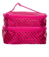 Di Grazia Pink Double Decker Cosmetics Storage Bag With Mirror