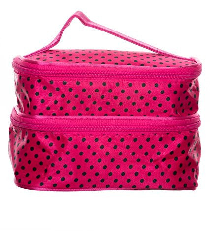 Di Grazia Pink Double Decker Cosmetics Storage Bag With Mirror
