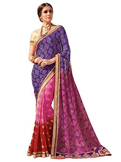 EthnicJunction Women's Heavy Georgette Saree With Blouse (EJ1132-4811_Multicolored)