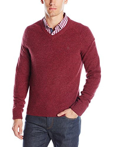 Original Penguin Men's P55 Lambswool V-Neck Sweater, Amaranth, Small