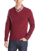 Original Penguin Men's P55 Lambswool V-Neck Sweater, Amaranth, Small