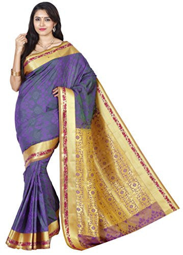 RR's Women's Kanchipuram Art Silk Saree Handloom Saree (MPRP001 VIOLET)