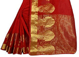 Binal Fashion Self Design Women Red Cotton Silk Saree