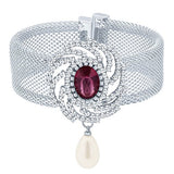 Sukkhi Shimmering Rhodium Plated AD Ten Changeable Stone Kada for Women