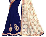 Sourbh Women's Saree (8219_Beige,Navy Blue)