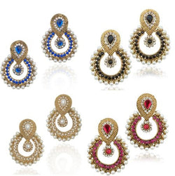 Dancing Girl 4 Colour Combo Pearl Earring : White, Black, Blue, Pink Baea0332C4 For Women