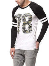 Gritstones Men's Black/White Full Sleeve Round Neck Raglan Cotton Tshirt Gsfsrgln1288Blkwht_Xl