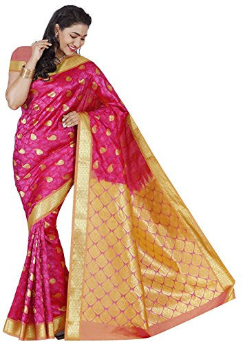 RR's Women's Kanchipuram Art Silk Saree Handloom Saree (RR-REB007-MAGENTHA)