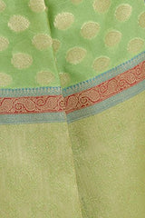 Chandrakala Women's Green Banarasi Cotton Silk Saree