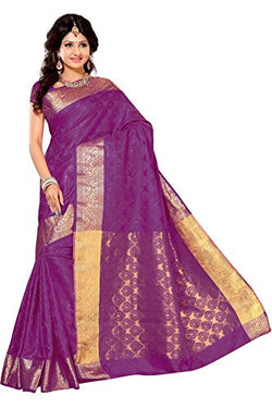 Alankrita Self Design Kanchipuram Art Silk Emboss Tissue Pallu Saree Mejanta Color