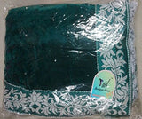 V-Art Women's Velvet &amp; Net Saree (GreenVelvet1_Rama Green)