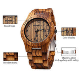 Bewell ZS - W086B Wood Men Watch Analog Quartz Movement Date Display(zera wood )