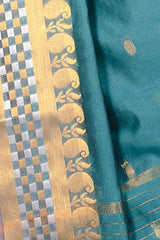 Chandrakala Women's Banarasi Cotton Silk Saree(Turquoise)