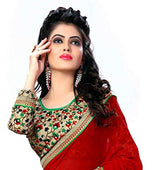 Oomph! Women's Chiffon Saree (anjani_6010_Crimson Red_Free Size)
