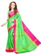 Glory Sarees Women's Poly Cotton Ethnic Wear Saree (jari107_green and pink)