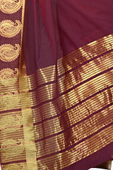 Rani Saahiba Art Chanderi Zari Border Saree(Burgundy)