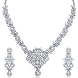 Sukkhi Classy Rhodium plated AD Stone Necklace Set for Women