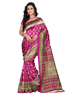 e-VASTRAM Womens Art Mysore Printed Silk Saree(NS9B_Pink)