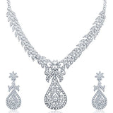 Sukkhi Pleasing Rhodium plated AD Stone Necklace Set for Women