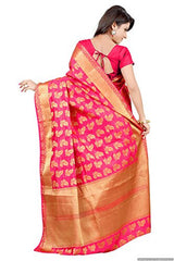 Mimosa Women's Tassar Silk Saree (2056-STRABERRY_STRABERRY)