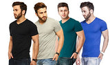 Tripr Men's V-Neck Tshirt Combo Green Grey Royalblue Black (Large)