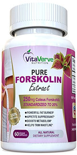 100% Pure Forskolin Extract For Extreme Weight Loss ★ Best Fat Burner, Metabolism Booster, Appetite Suppressant & Best Carb Blocker ★ 250mg Maximum Strength Diet Pills for Woman and Men.