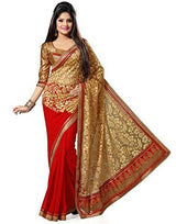 Sky Global Women's Red Chiffon Saree With Unstitched Blouse (Red_Saree_2023)