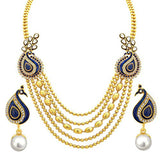 Sukkhi Sublime Five String Peacock Gold Plated Necklace Set For Women