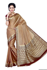 Mimosa Women'S Creap Silk Saree With Blouse,Color:Chiku(3200-2077-CHKU-MRN)