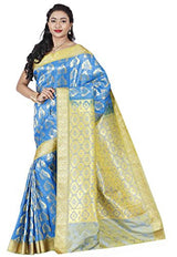 RR Women's Resham Silk Powerloom Saree (RR-REB002-SKY BLUE)