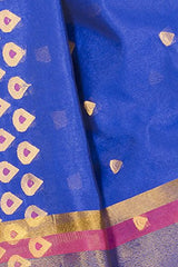 Chandrakala Women's Banarasi Cotton Silk Saree(Blue)