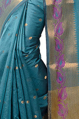 Chandrakala Women's Banarasi Cotton Silk Saree(Green)
