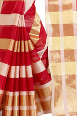 Chandrakala Women's Banarasi Cotton Silk Saree(Red)