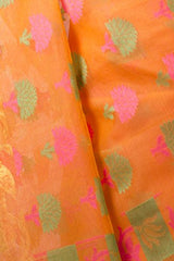 Chandrakala Women's Banarasi Cotton Silk Saree(Orange)