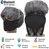 XIKEZAN Bluetooth Hat Wireless Men & Women Faux Fur Winter Cap With Built in Stereo Headphones (Rabbit Fur Black)